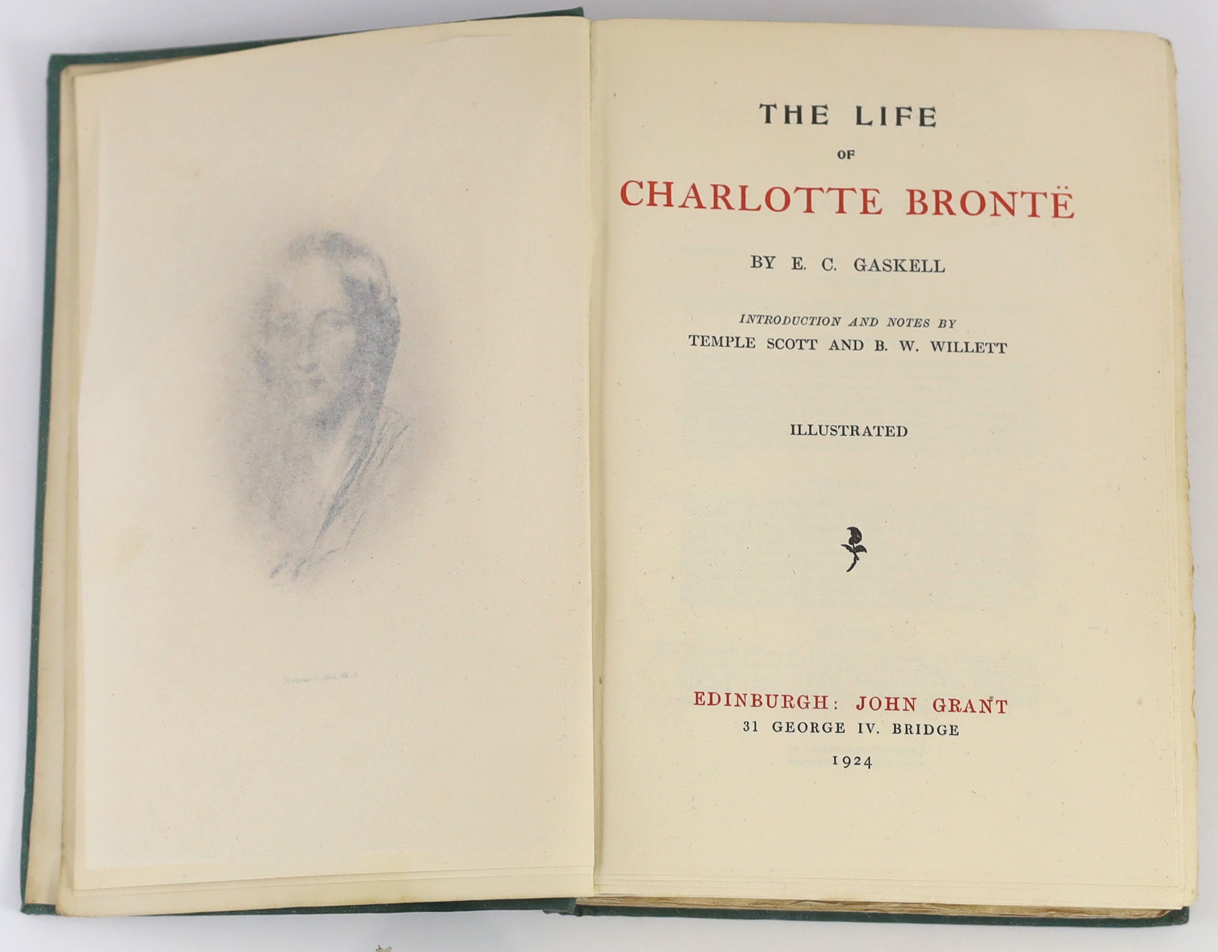 Bronte, Charlotte, Emily and Anne - Works. - ‘’Novels of the Sisters Bronte.’’ - 12 vols, the Thornton edition, edited by Temple Scott, illustrated with 67 plates, original cloth gilt, Edinburgh, 1924